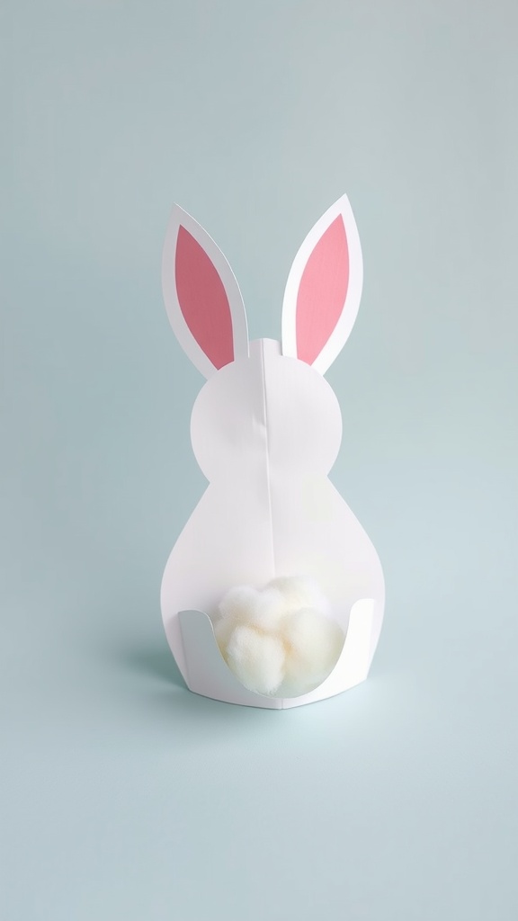 A bunny craft made of paper with cotton balls as its tail