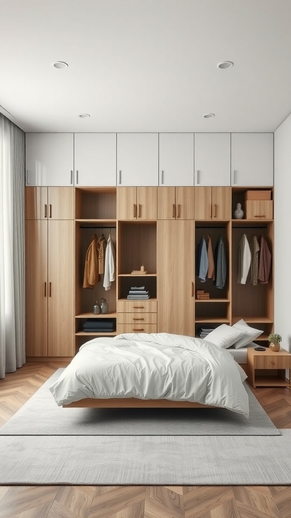 Customizable modular wardrobe in a modern bedroom setting