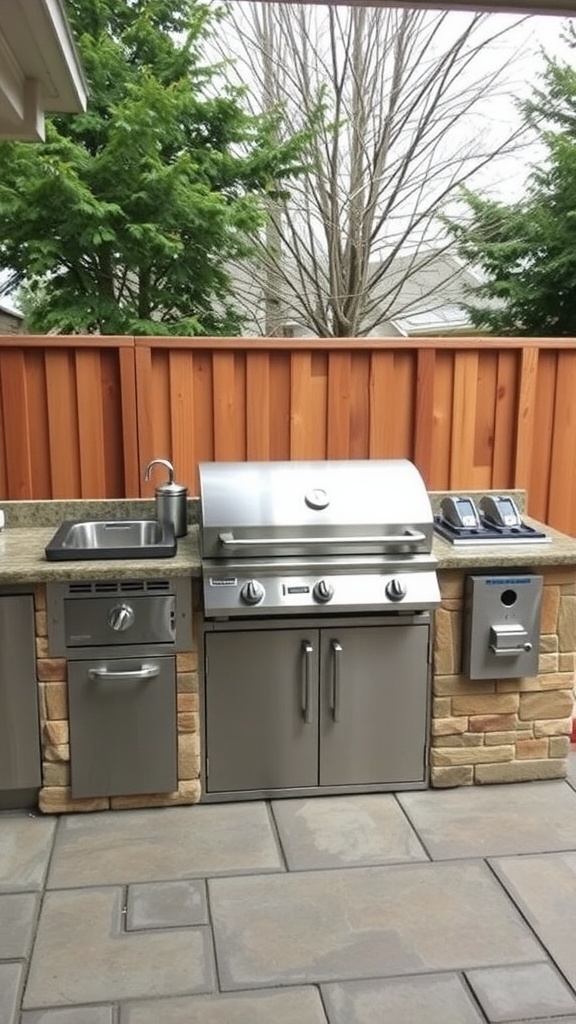 Custom outdoor grill station with sink and storage