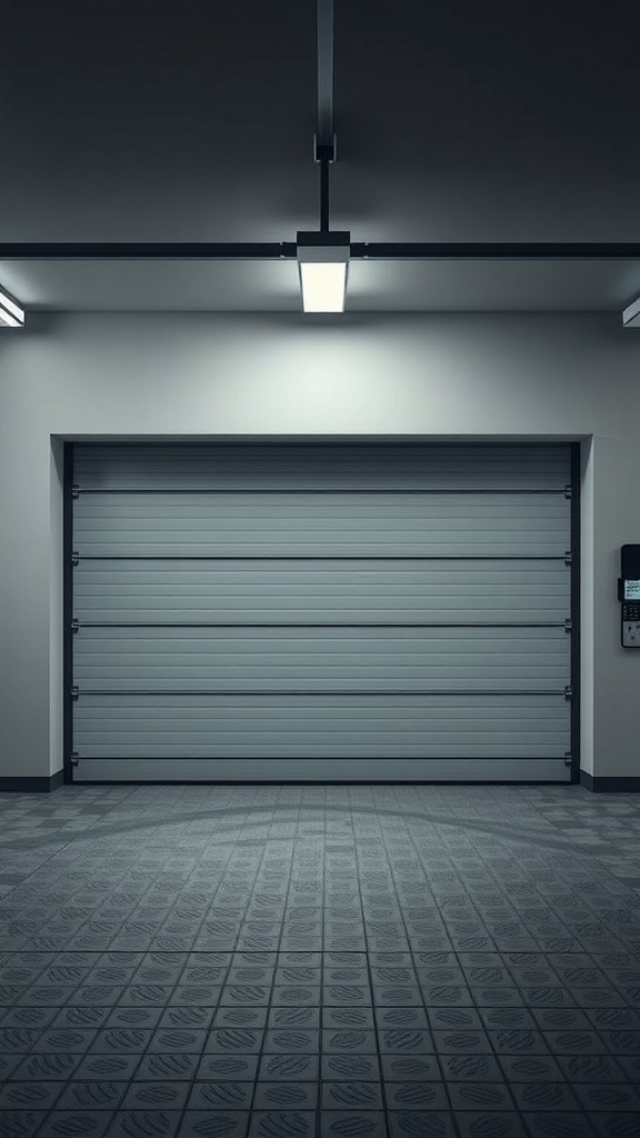A sleek, modern garage door in a stylish garage space.