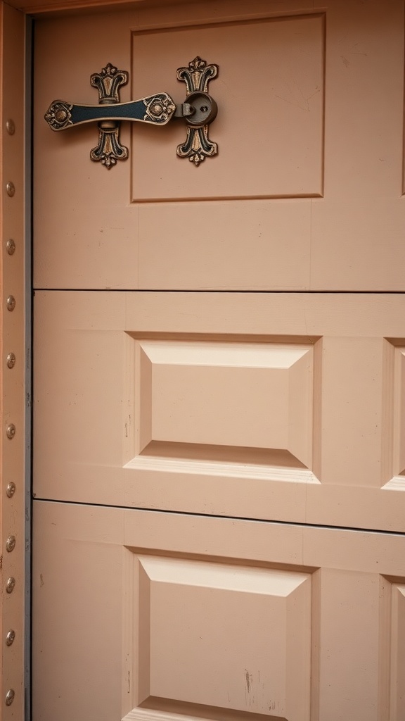 Decorative hardware on a garage door