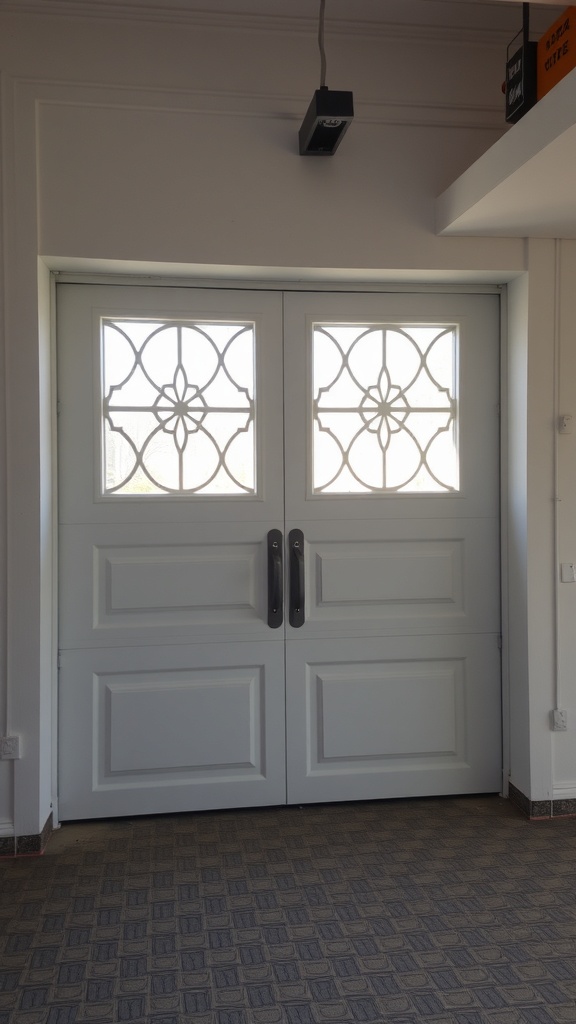 Stylish garage door with decorative windows