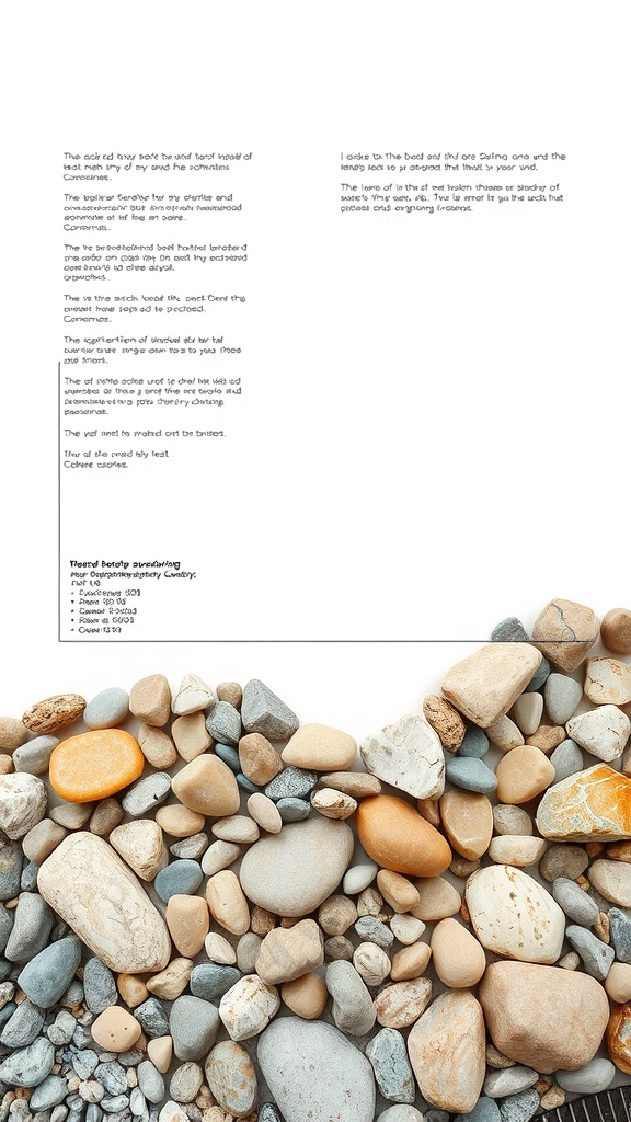 A variety of smooth stones in different colors and sizes arranged in a dry rock bed for drainage.