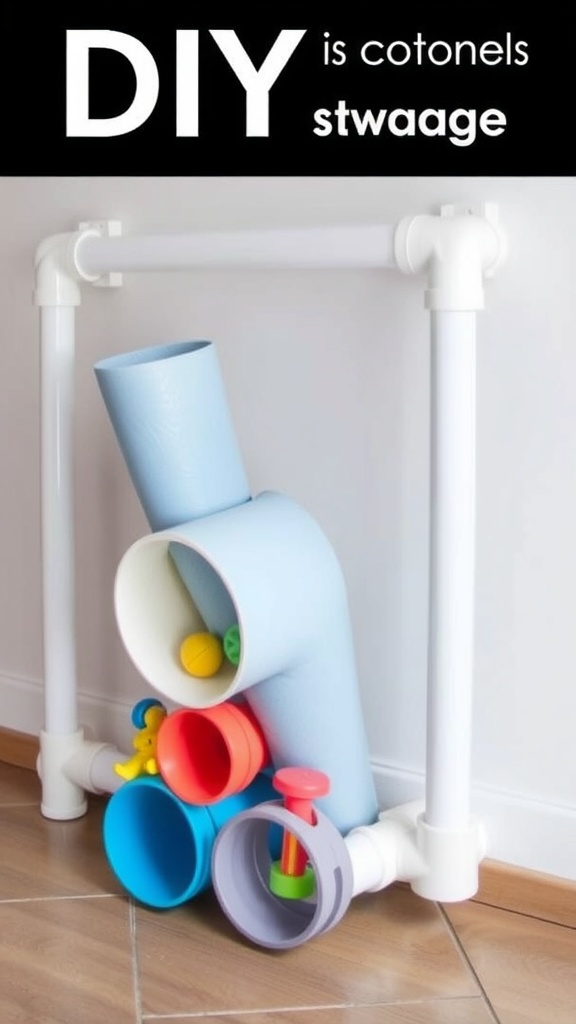 DIY PVC pipe storage for pool toys