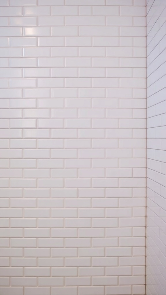 Classic white subway tiles on a bathroom wall